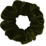 Velvet Scrunchies 3-Pack Gift Set Premium Plush Ponytail Holder Made in the USA Burgundy Forest Black