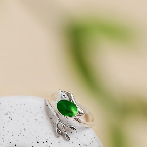Bottled Up Designs Handmade Little Bird Ring, Recycled Antique Bottles, Sterling Silver, Eco Friendly, Made in USA, Birthday Gifts, Mothers Day, Women, Anniversary (Red Beer Bottle)