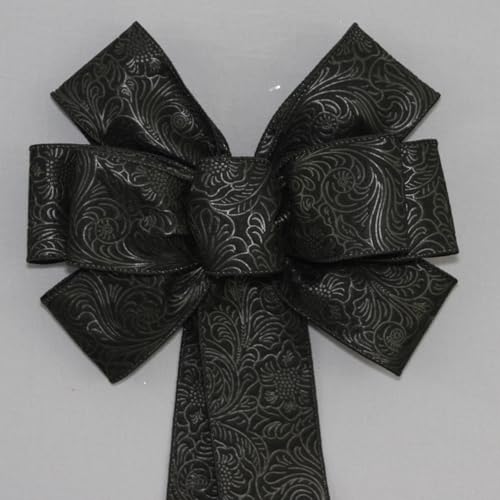 Red Embossed Weatherproof Wreath Bow - Package Perfect Bows Made in USA (10 inch bow)