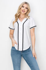 YURO-K Women's Solid Colors Baseball Jersey with Piping/Made in Los Angeles