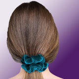 Velvet Scrunchies 3-Pack Gift Set Premium Plush Ponytail Holder Made in the USA Burgundy Forest Black