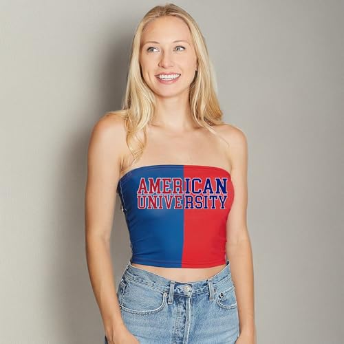 Lojobands Women's Tailgate Outfit College Two Tone Color Block Tube Top Made in USA One Size Fits Most