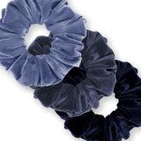 Velvet Scrunchies 3-Pack Gift Set Premium Plush Ponytail Holder Made in the USA Burgundy Forest Black