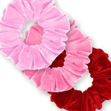 Velvet Scrunchies 3-Pack Gift Set Premium Plush Ponytail Holder Made in the USA Burgundy Forest Black