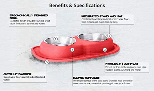 WeatherTech Double Low Pet Feeding System w/Plastic Dog/Cat Bowls - 8 oz (1 Cup) Dark Grey (PDL0801DG)