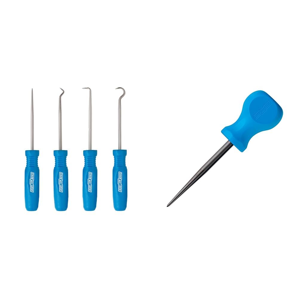 CHANNELLOCK HP-4ECP 4pc Hook & Pick Set, Made in USA, Includes 180-degree Full Hook, Straight Pick, 90-degree Pick and Complex Probe, Remove Small Fuses, Wire Plugs and "O" Rings, Gunsmith Tools