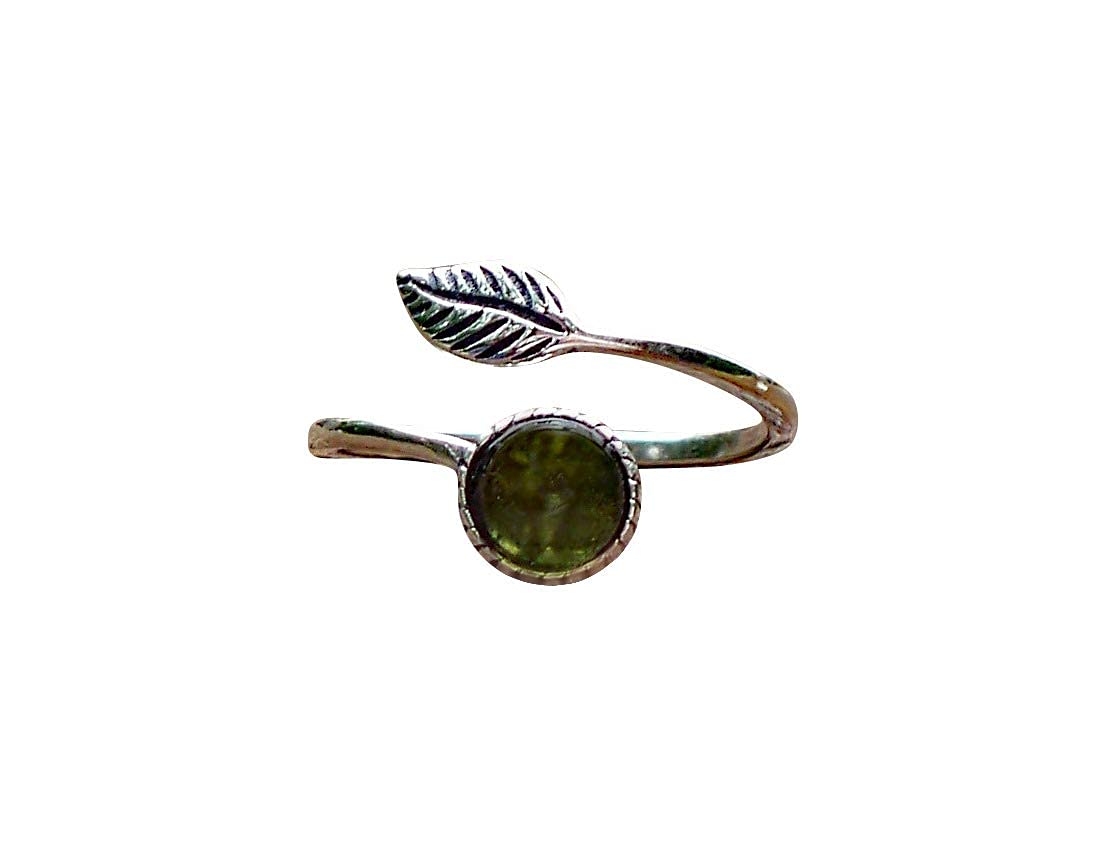 Bottled Up Designs Handmade Vintage Leaf Ring, Recycled Vintage Aqua Mason Jar, Sterling Silver, Eco Friendly, Made in USA, Birthday Gifts, Mothers Day, Women, Anniversary (Aqua)