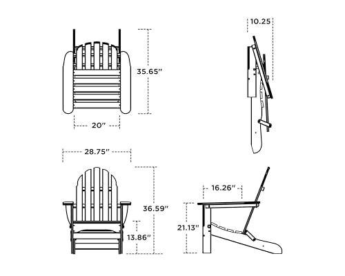 POLYWOOD AD5030WH Classic Folding Adirondack Chair, White 35.7 x 29 x 35.7 inches