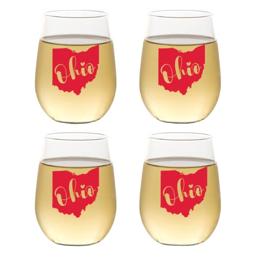 Set of 4 Shatterproof Designer 16 oz Plastic Wine Glasses MADE in the USA (CHRISTMAS)