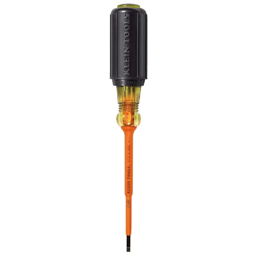 Klein Tools 612-4-INS Insulated 1/8-Inch Slotted Screwdriver, 4-Inch, Made in USA