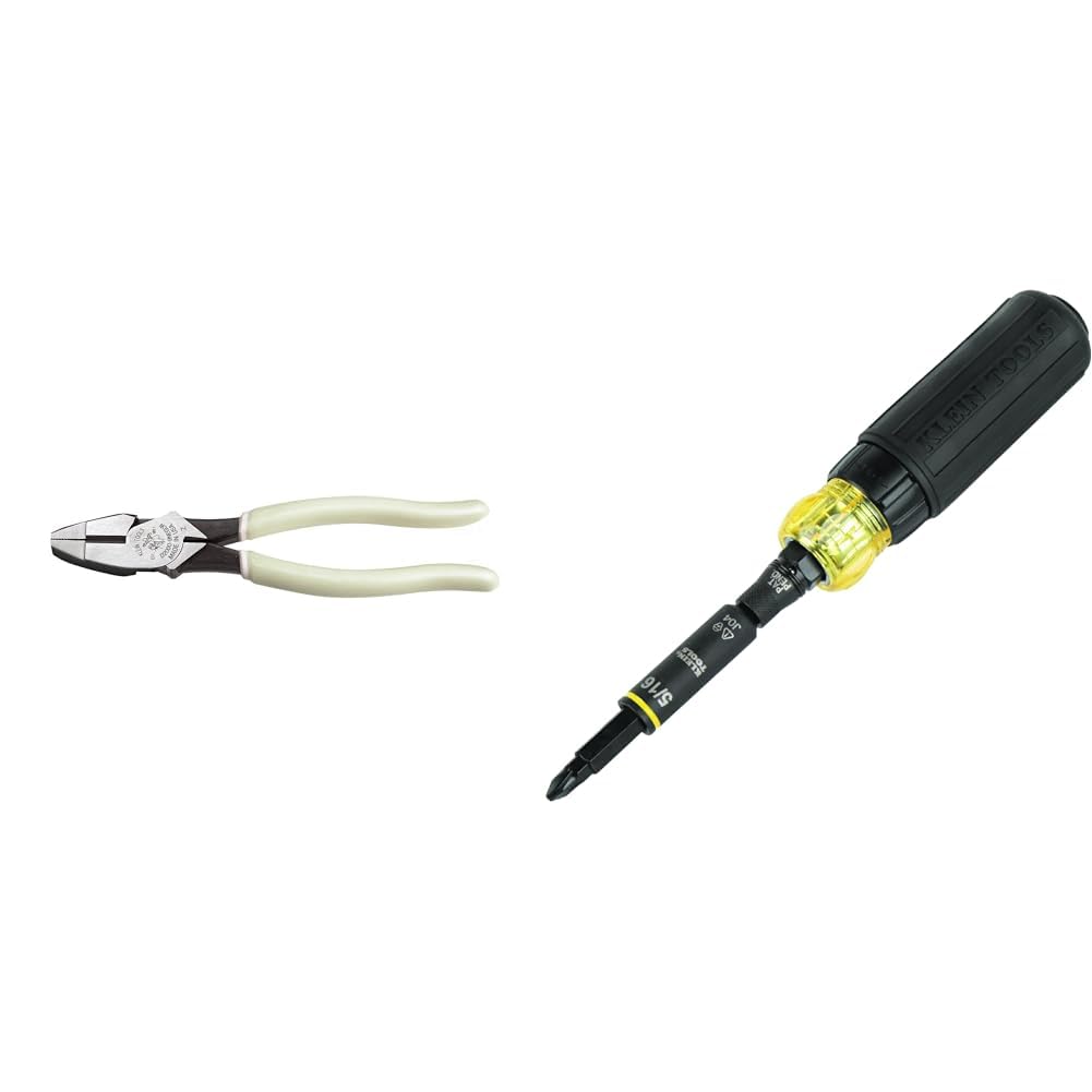 Klein Tools D20009NEGLW Side Cutter Linemans Pliers Cut ACSR, Screws, Nails, Hard Wire, 9-Inch Hi-Viz Pliers