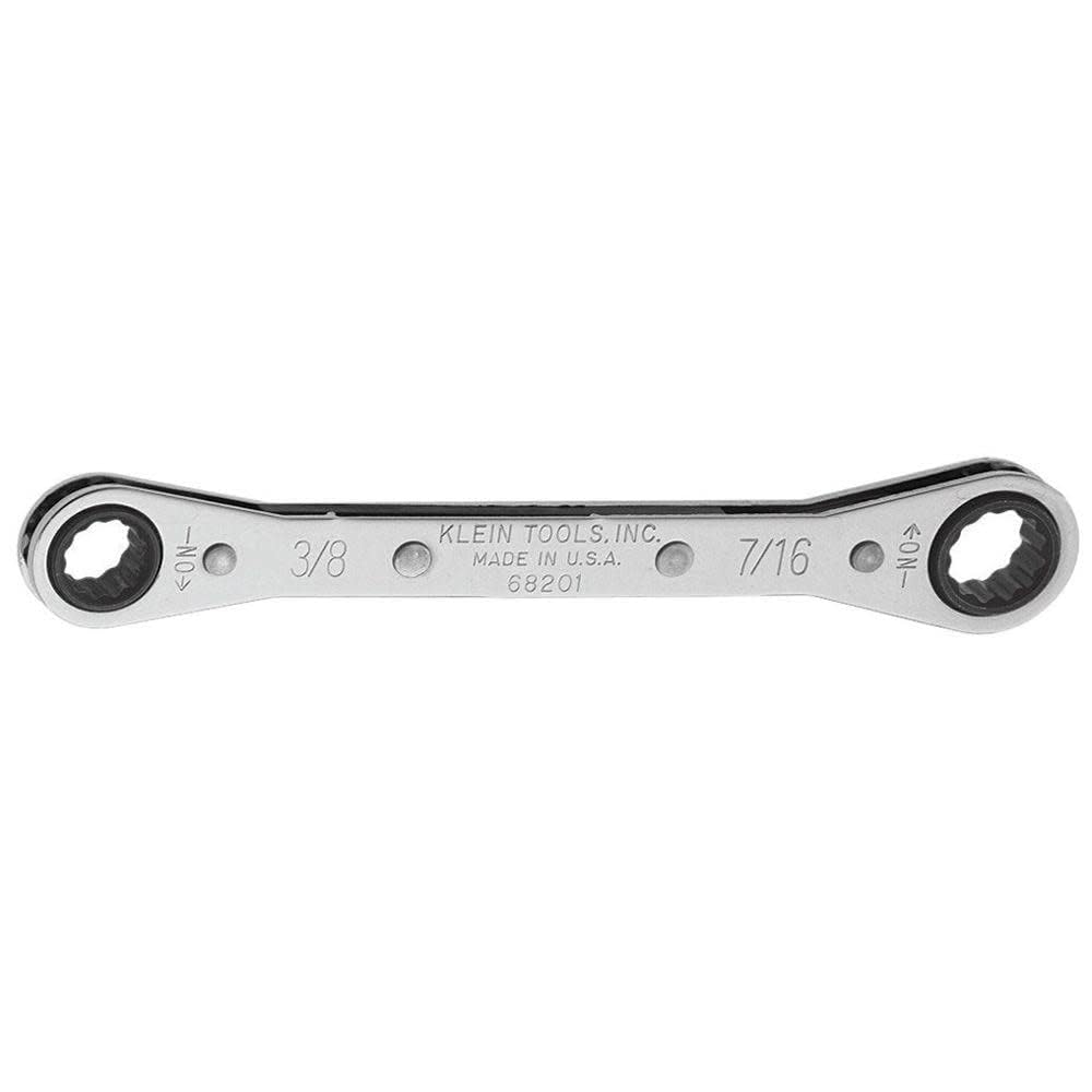 Klein Tools 68200 Ratcheting Box Wrench, Made in USA, 1/4-Inch x 5/16-Inch with Reverse Ratcheting and Chrome Plated Finish