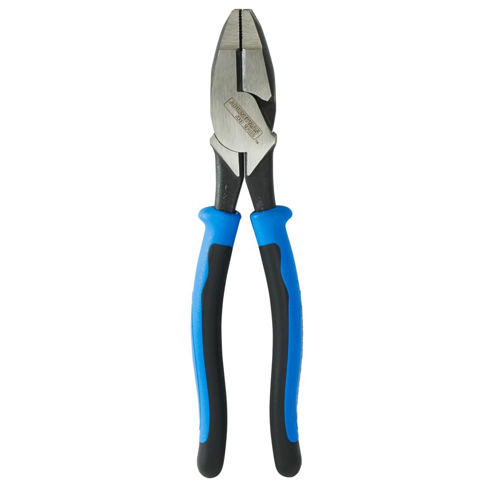 Klein Tools J2000-9NECRTP Side Cutter Linemans Pliers with Tape Pulling and Wire Crimping, High Leverage, 9-Inch