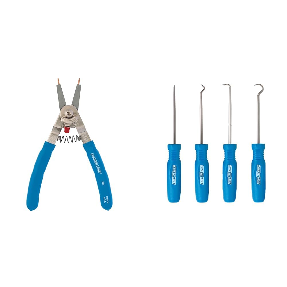 Channellock 927 8-Inch Snap Ring Plier | Precision Circlip Retaining Ring Pliers | Includes 5 Pairs of Interchangeable Tips | Made in the USA