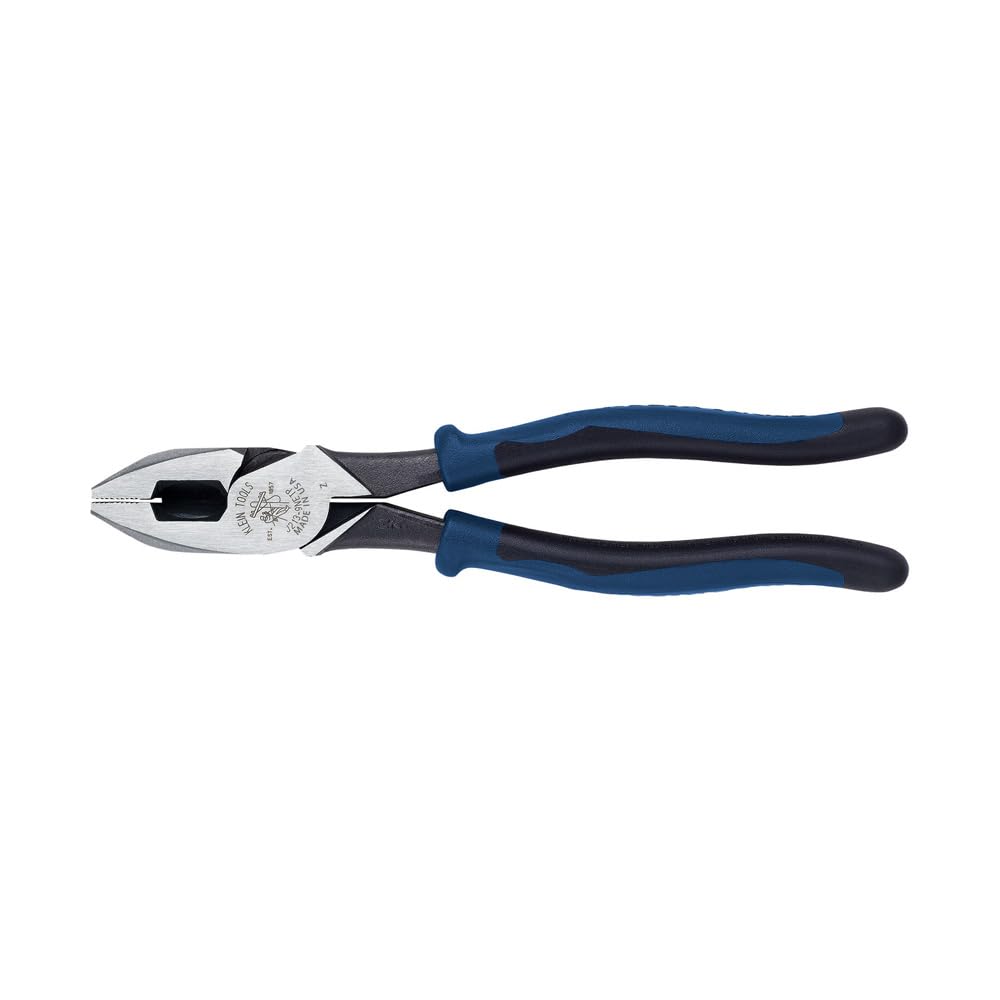 Klein Tools J213-9NECR Journeyman Pliers Connector Crimp Side, Made in USA, With High-Leverage Design Featuring Crimping Die Behind Hinge, 9-Inch