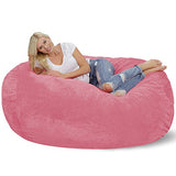 Chill Sack Bean Bag Chair: Huge 6' Memory Foam Furniture Bag and Large Lounger - Big Sofa with Soft Micro Fiber Cover - Red Furry