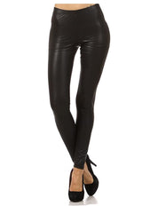 JJJ Women's Cotton Leggings, High Waist, Faux Leather - Made in USA - Regular/Plus Size