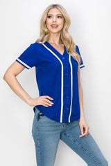 YURO-K Women's Solid Colors Baseball Jersey with Piping/Made in Los Angeles