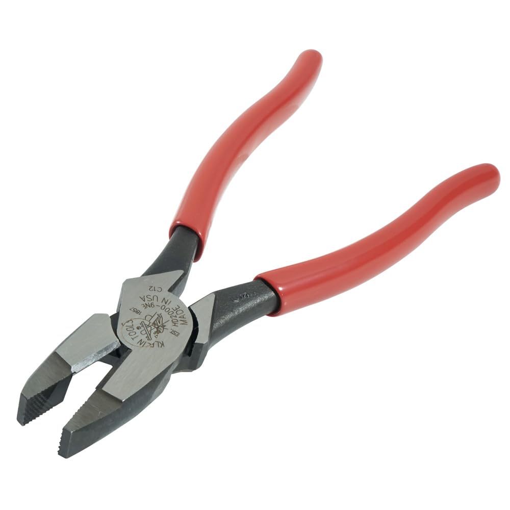 Klein Tools HD213-9NETH Lineman's Pliers, Made in USA, Oversized Heavy Duty, High Leverage Side Cutting Pliers, 9-Inch