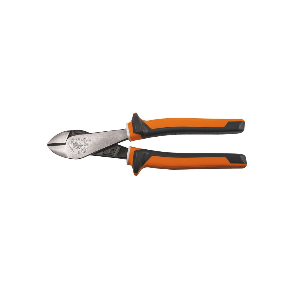 Klein Tools D228-8-INS Pliers, Made in USA, Insulated Diagonal Cutting Pliers with 1000V Rated Dual-Layer Grips and High-Leverage Design, 8-Inch