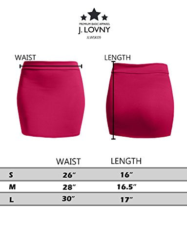 J. LOVNY Women's Elastic Waistband Stretch Bodycon Mini Length Pencil Skirt Made in USA