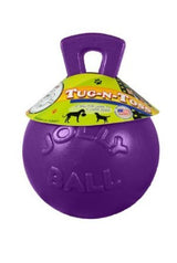 Jolly Pets Tug-n-Toss Heavy Duty Dog Toy Ball with Handle, 8 Inches/Large, Blueberry