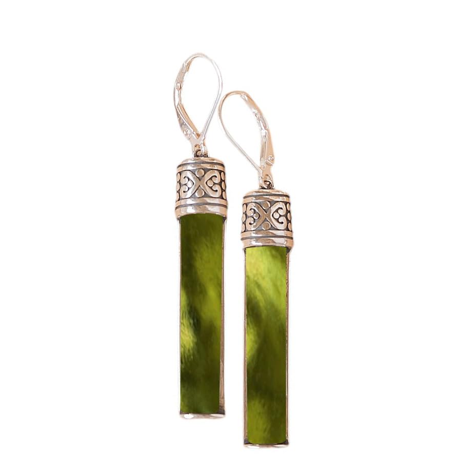 Recycled Antique Bottle and Dishware and Sterling Silver Bottoms Up Lever Back Earrings (Vintage Mason Jar)