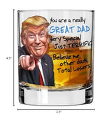 Funny Novelty Glass for Dad - Donald Trump Father's Day Beer, Whiskey, or Can Glass Gift, Funny Father’s Day Gift for Husband, Father, or Stepfather - Trump Stuff Maga Merch (101-15193-D, PINT)