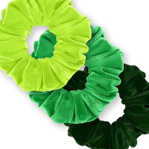Velvet Scrunchies 3-Pack Gift Set Premium Plush Ponytail Holder Made in the USA Burgundy Forest Black