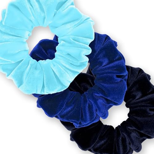 Velvet Scrunchies 3-Pack Gift Set Premium Plush Ponytail Holder Made in the USA Burgundy Forest Black