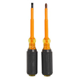 Klein Tools 33532-INS Electrical Insulated Screwdriver Set of 2, Made in USA, 4-Inch Phillips and Cabinet Set, Made in USA