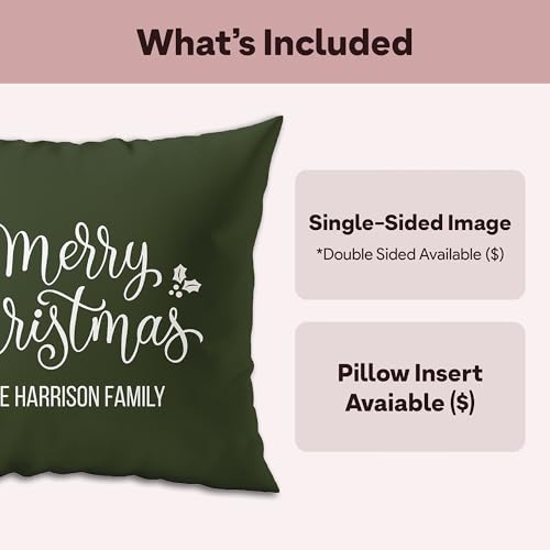 Fabric Textile Products Custom Pillow - USA Made - Christmas Throw Pillows - Personalized Pillows - Christmas Pillow - Personalized Gift - Grandparent & Couples Gifts - Holiday Decor (16"x16")