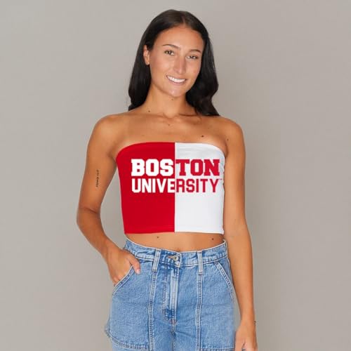 Lojobands Women's Tailgate Outfit College Two Tone Color Block Tube Top Made in USA One Size Fits Most