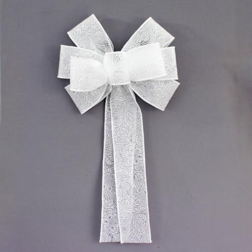 Red Embossed Weatherproof Wreath Bow - Package Perfect Bows Made in USA (10 inch bow)