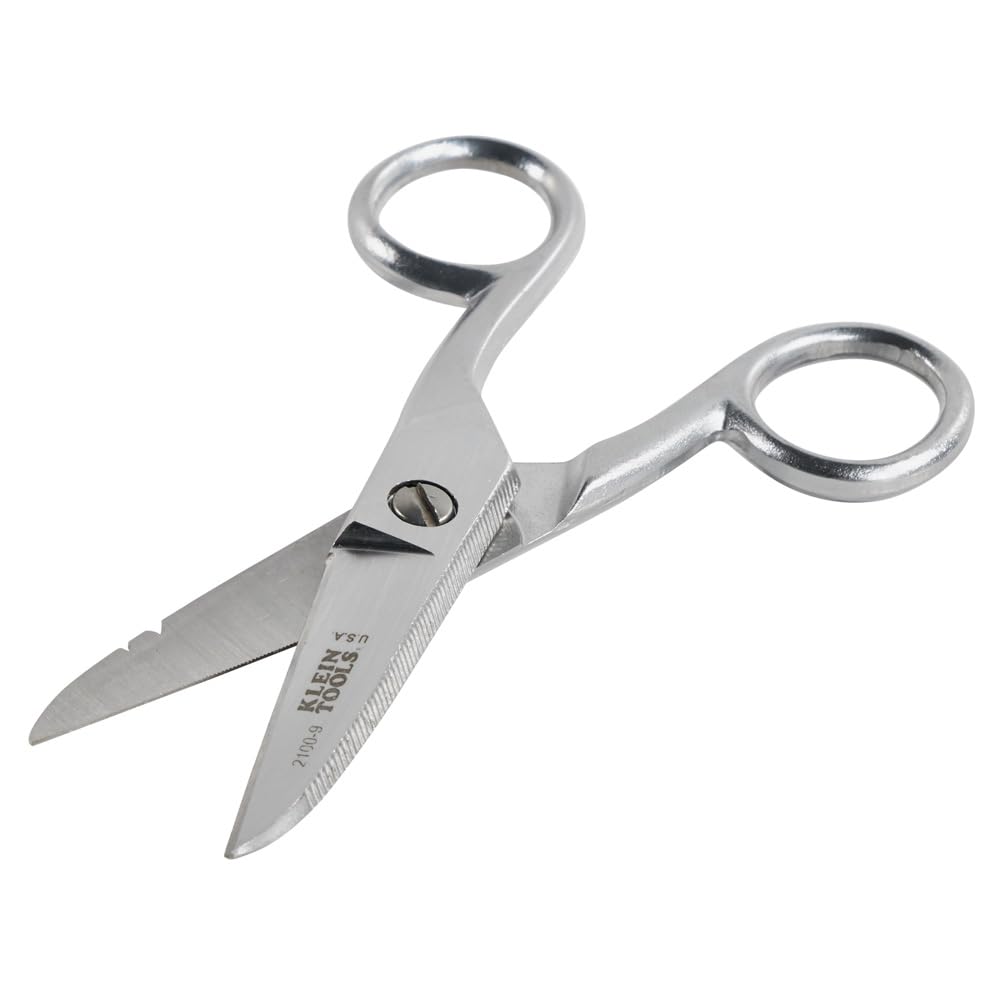 Klein Tools 2100-9 Stainless Steel Electrician's Scissors with Stripping Notches, 5-1/4-Inch, Made in USA