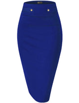 Hybrid & Company Womens Pencil Skirt Premium Nylon Ponte Stretch Office Made in The USA Below Knee