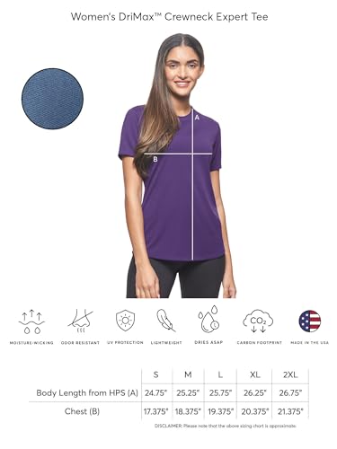 Expert Brand USA-Made Women's Drimax Dry Fit Short Sleeve Athletic T-Shirt