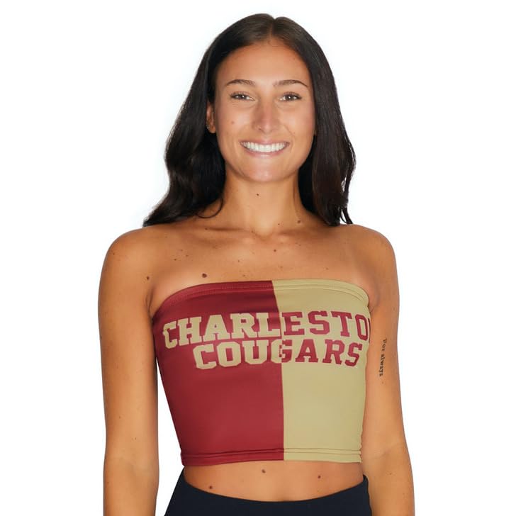 Lojobands Women's Tailgate Outfit College Two Tone Color Block Tube Top Made in USA One Size Fits Most