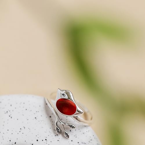 Bottled Up Designs Handmade Little Bird Ring, Recycled Antique Bottles, Sterling Silver, Eco Friendly, Made in USA, Birthday Gifts, Mothers Day, Women, Anniversary (Red Beer Bottle)