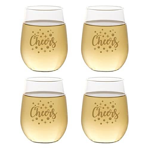 Set of 4 Shatterproof Designer 16 oz Plastic Wine Glasses MADE in the USA (CHRISTMAS)