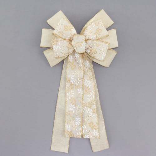 Ivory Gold Branches Christmas Wreath Bow - Package Perfect Bows Made in USA