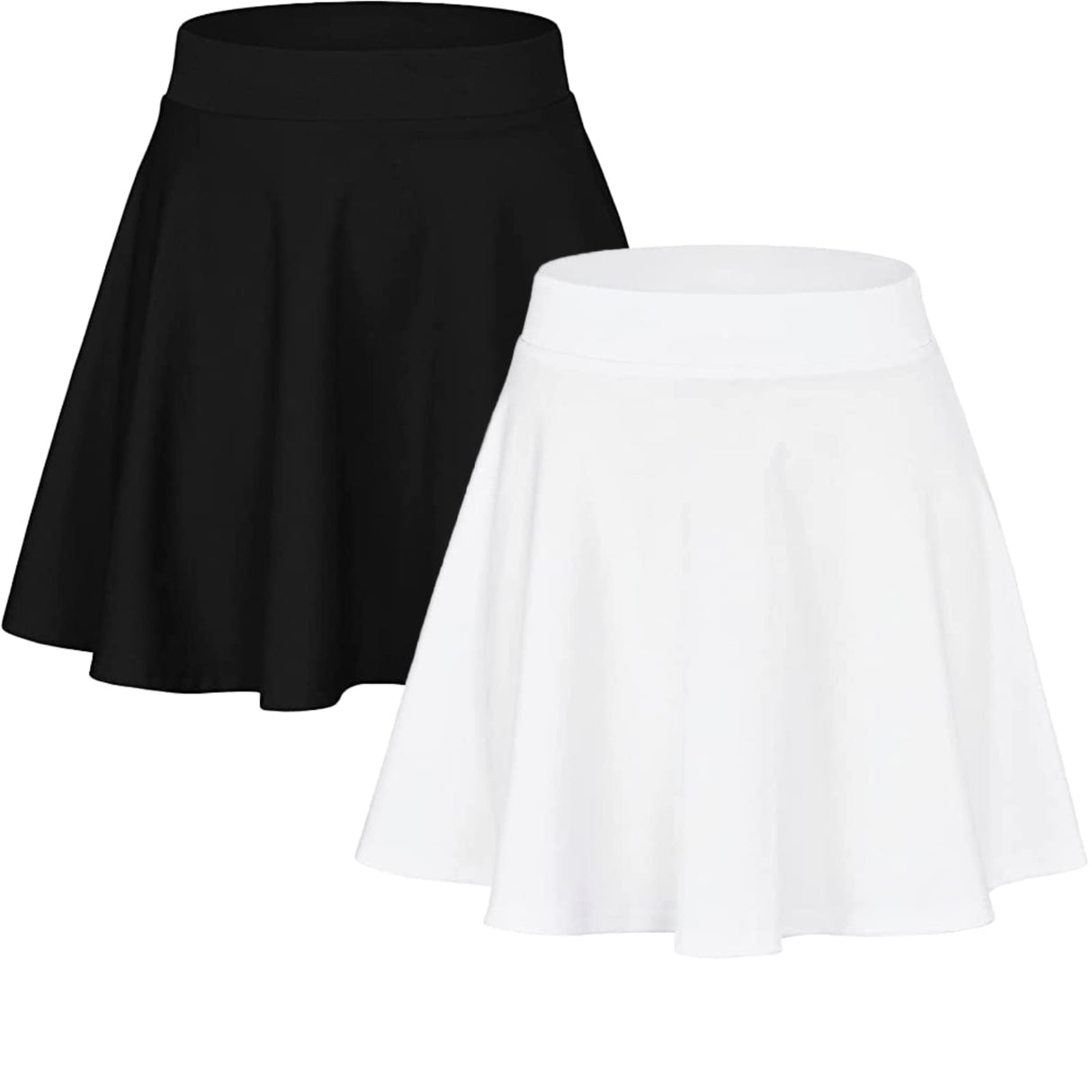 Sweet Hearts Women’s 2-Pack Basic Skater Skirt- Versatile Stretchy Mini Flared Skirt Made in USA