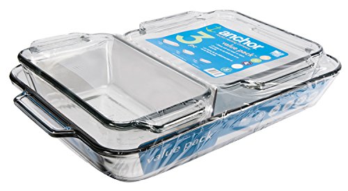 Anchor Hocking Glass Baking Dishes for Oven, 2 Piece Set (2 Qt & 3 Qt Glass Casserole Dishes)