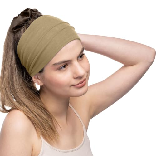 Women's Cotton Headbands Sweatbands 5" Wide Sports Fitness Yoga Fashion Made in USA