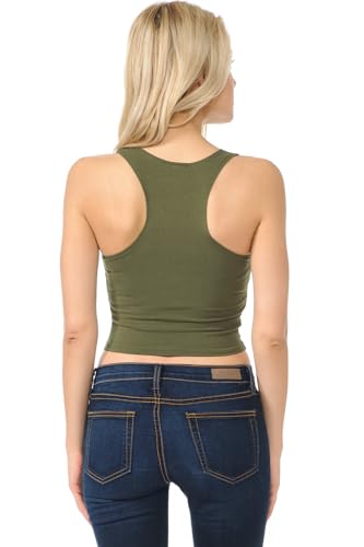 7Wins Women's Casual Solid Sleeveless Crop Top Basic Round Neck Tank Top