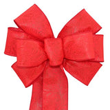 Red Embossed Weatherproof Wreath Bow - Package Perfect Bows Made in USA (10 inch bow)