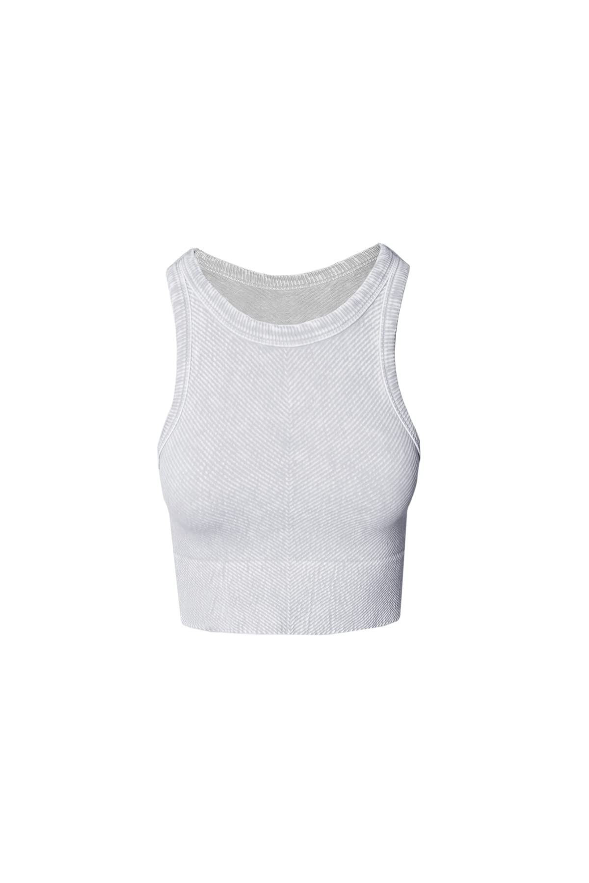 NIKIBIKI Women Seamless Vintage Chevron High Neck Crop Top, Made in U.S.A, One Size