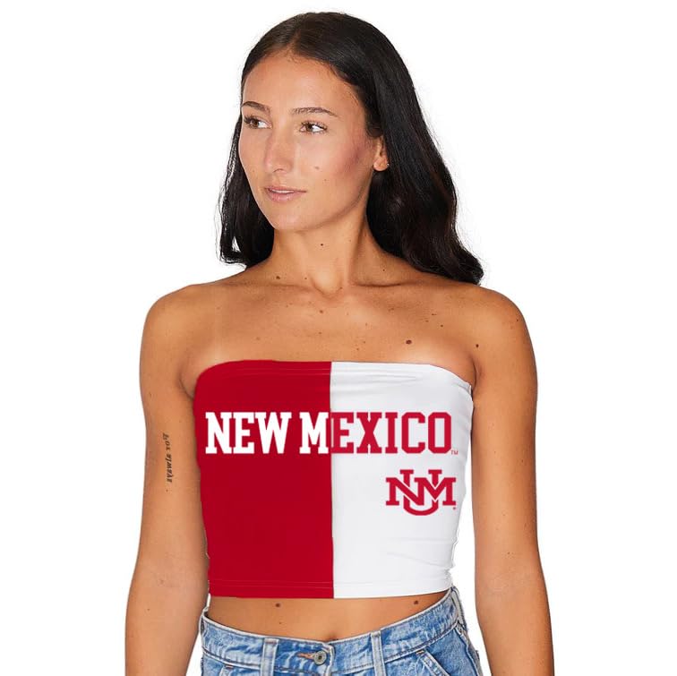 Lojobands Women's Tailgate Outfit College Two Tone Color Block Tube Top Made in USA One Size Fits Most