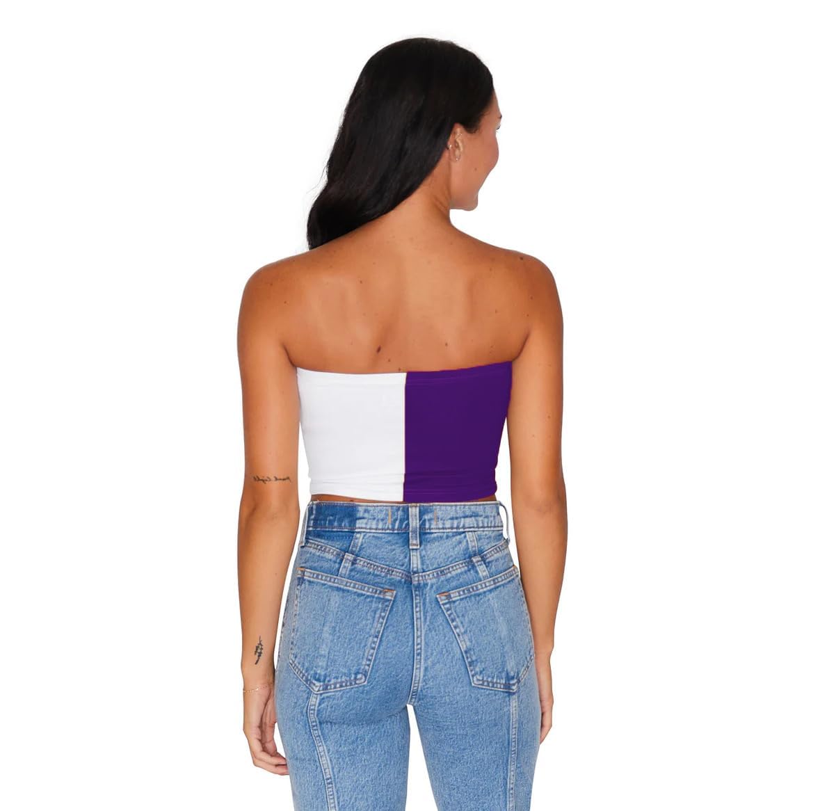 Lojobands Women's Tailgate Outfit College Two Tone Color Block Tube Top Made in USA One Size Fits Most