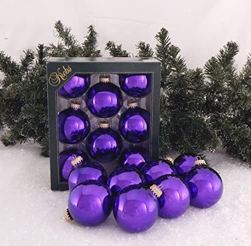 Glass Christmas Tree Ornaments - 67mm / 2.63" [8 Pieces] Designer Balls from Christmas By Krebs Seamless Hanging Holiday Decor (Snow White with Silver Caps)